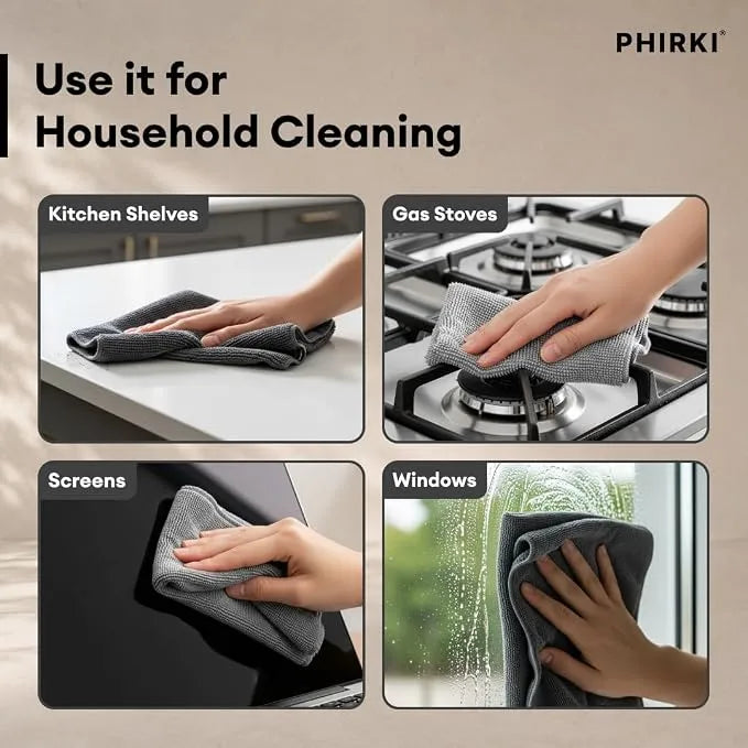 Phirki Microfiber Ultra-Absorbent 20 Pcs Cleaning Cloth Roll