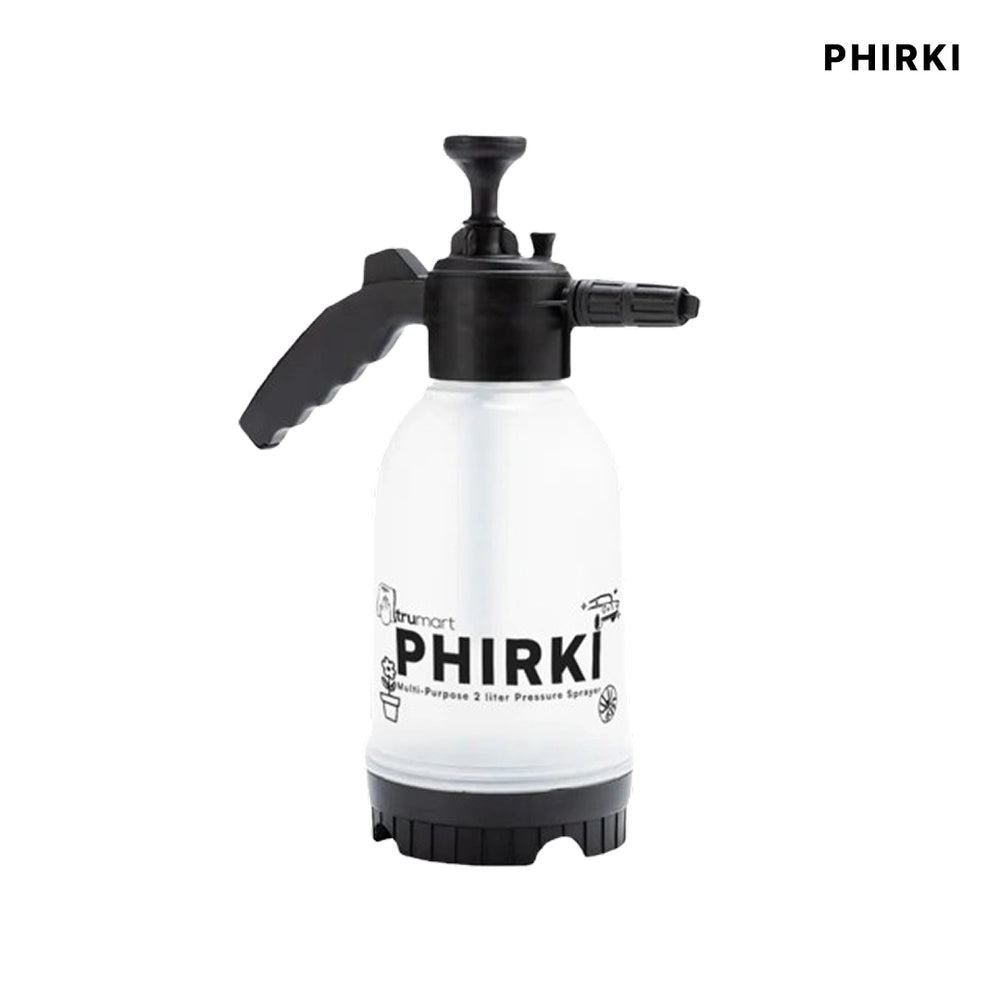 White pressure sprayer with black nozzle and PHIRKI branding on a white background