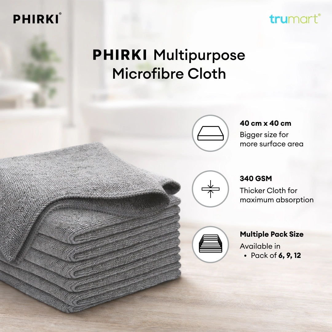 Phirki 340GSM Microfiber Cleaning Cloths