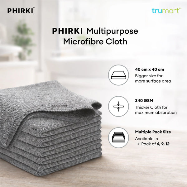 Phirki 340GSM Microfiber Cleaning Cloths