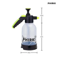 Spray bottle with PHIRKI branding and measurements on a white background