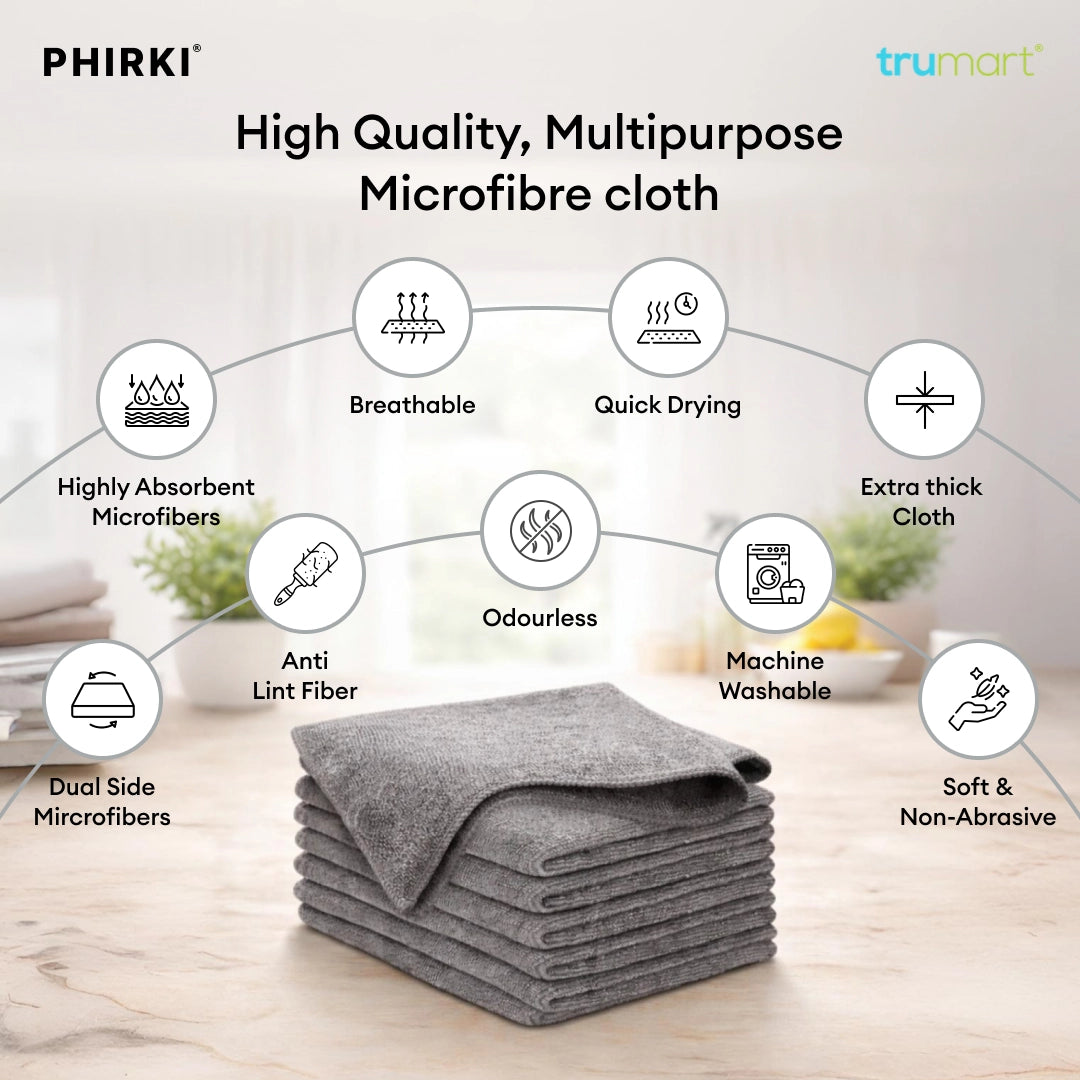 Phirki 340GSM Microfiber Cleaning Cloths