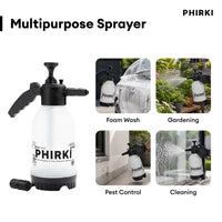 PHIRKI multipurpose sprayer with usage examples on a white background