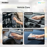 PHIRKI vehicle care products for bikes, car interiors, scooters, and car exteriors with trumart branding.