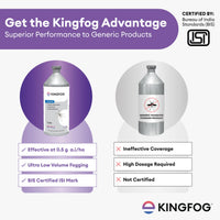 Comparison of Kingfog product with a generic mosquito fogging product on a white background.