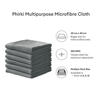 Phirki Premium Microfiber Cloths – Pack 12