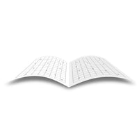 Open book with grid pattern on a white background