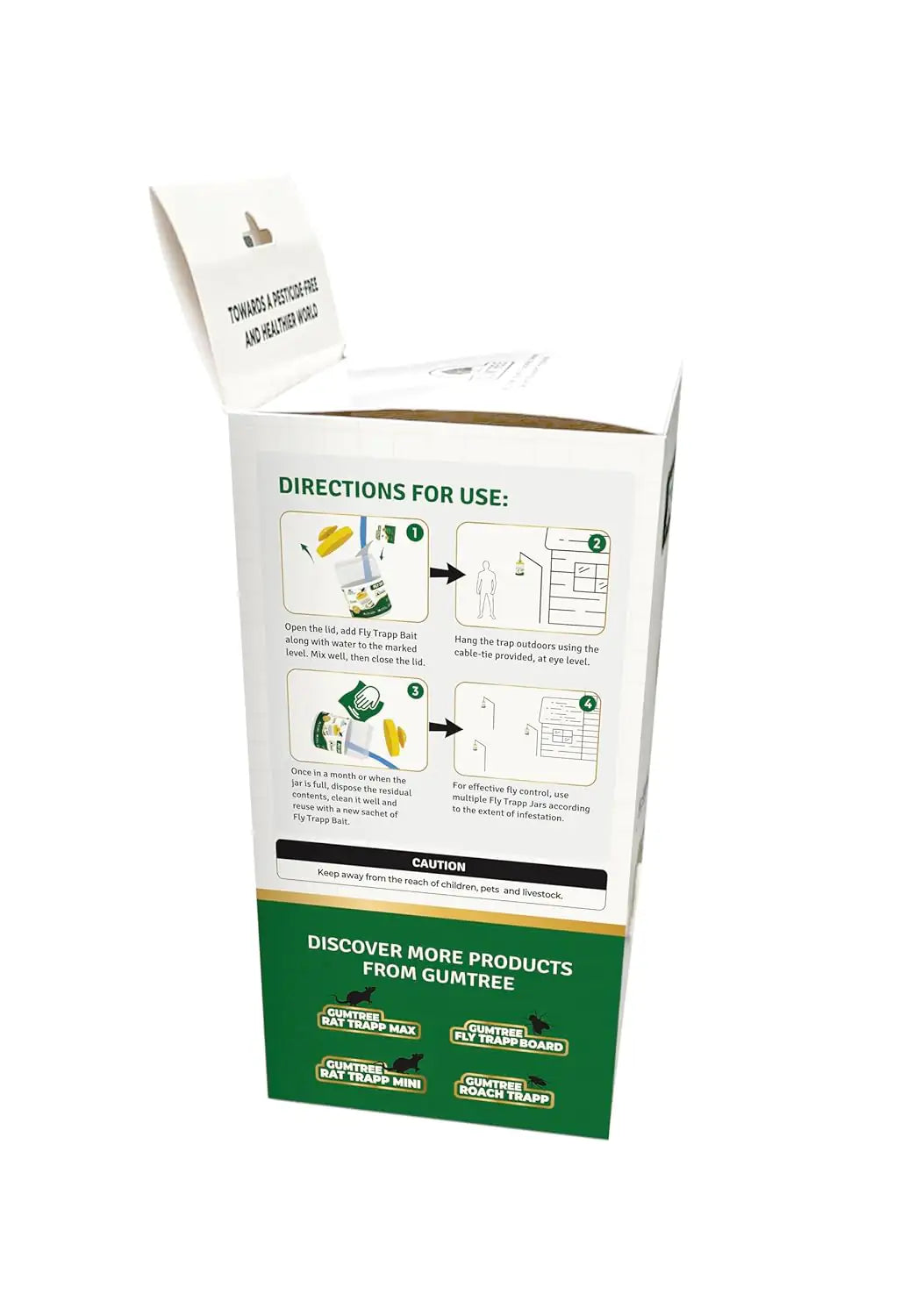 Product packaging with directions for use and branding on a white background