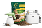 SoilRich fertilizer package with PHIRIKI  electric sprayers on a green background