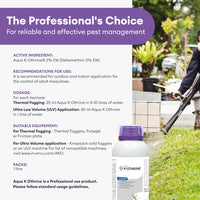 Aqua K-Othrine pest control product with usage instructions and a background of outdoor setting.