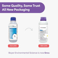 Two bottles of Envu K-Othrine with text indicating 'Same Quality, Same Trust All New Packaging' and 'Bayer Environmental Science is now Envu'.