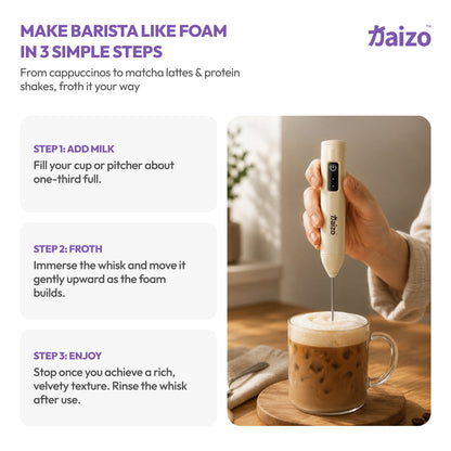 Kaizo ZUMI - Rechargeable Milk Frother: Perfect Foam for Coffee Lovers