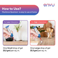 Instructions on how to use Maxforce Quantum gel for low and high infestation with Envu brand.