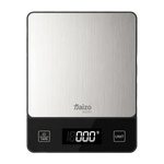 A digital kitchen scale with a brushed stainless steel weighing platform and a black control base featuring a digital display, tare button, and unit button. The brand name 'Taizo' is visible on the face of the scale.