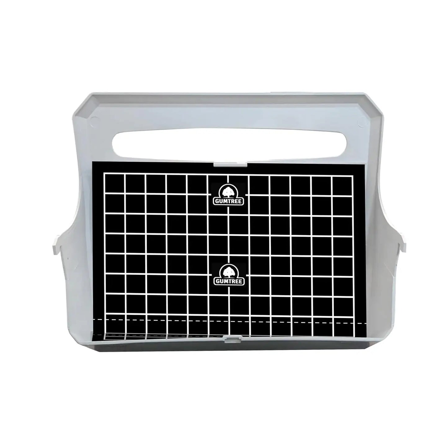 Black grid board with white handle on a white background