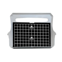 Black grid board with white handle on a white background