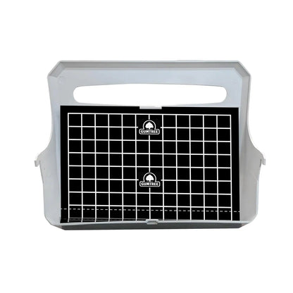 Black grid board with white handle on a white background