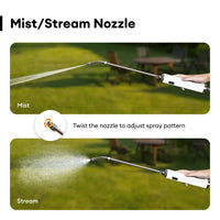 Mist/stream nozzle demonstration with spray patterns on grass